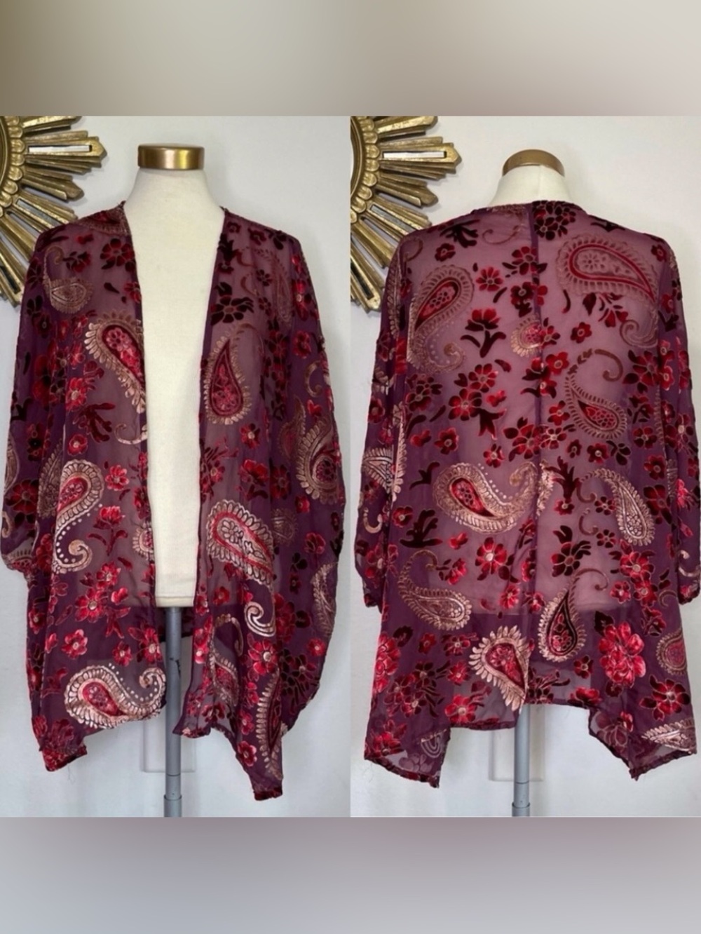 Umgee Velvet Paisley Floral Kimono